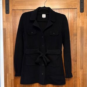 Cabi Jackie Cardigan Notched Lapel Belted Black Women’s Size S NWOT